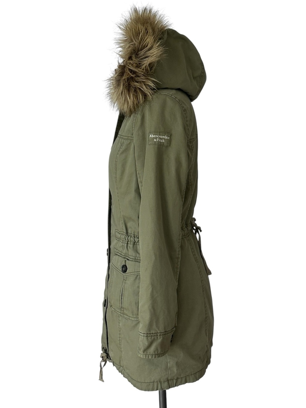 Abercrombie & Fitch Women’s Y2K Sherpa Lined Military Parka Fur Trim Hood Medium - Picture 3 of 16